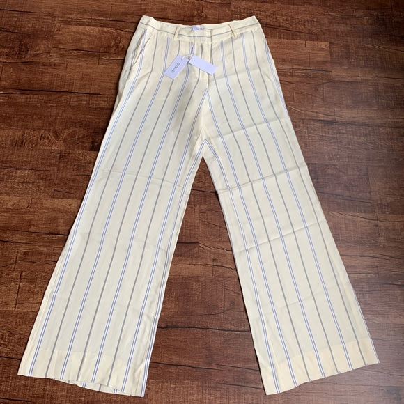 Derek Lam IO Crosby cream & stripe crepe trousers